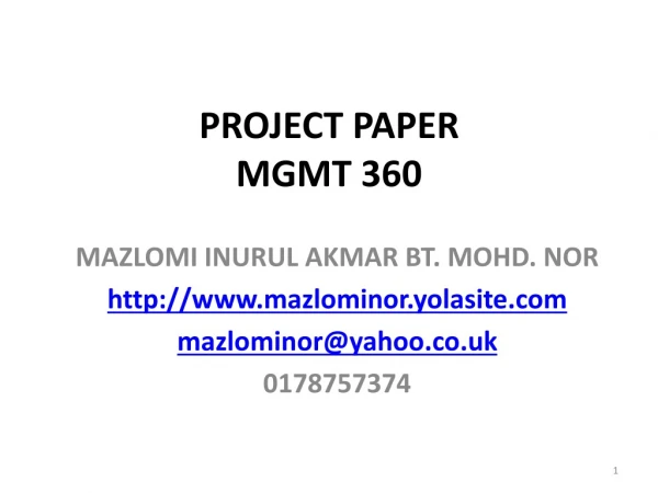 PROJECT PAPER  MGMT 360