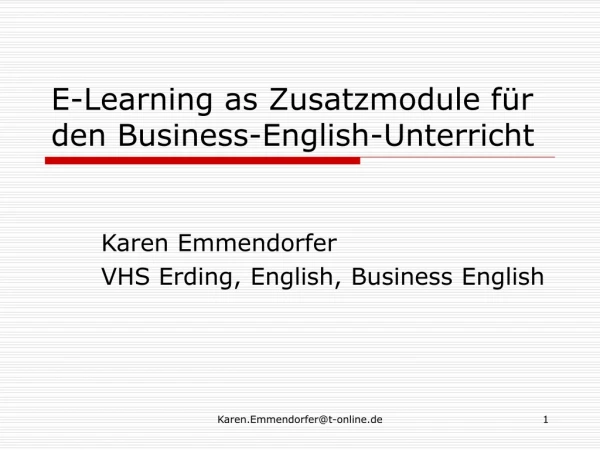 E-Learning as Zusatzmodule für den Business-English-Unterricht
