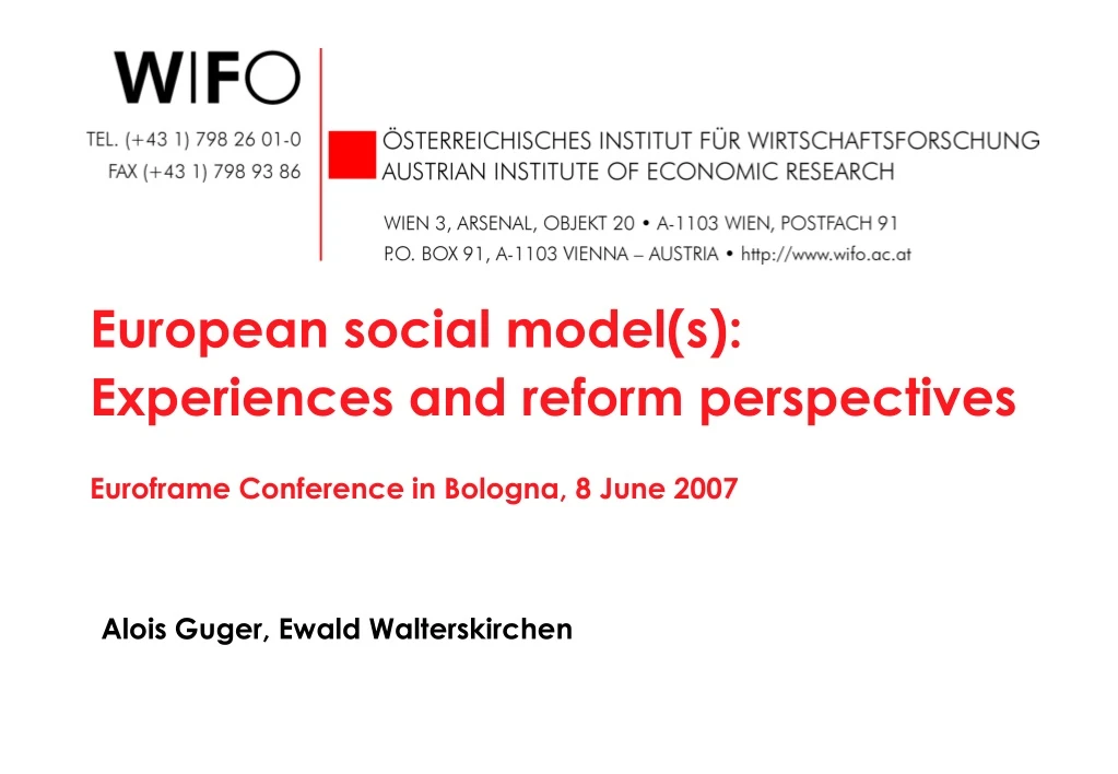 european social model s experiences and reform