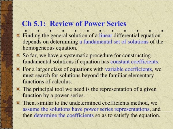 Ch 5.1:  Review of Power Series