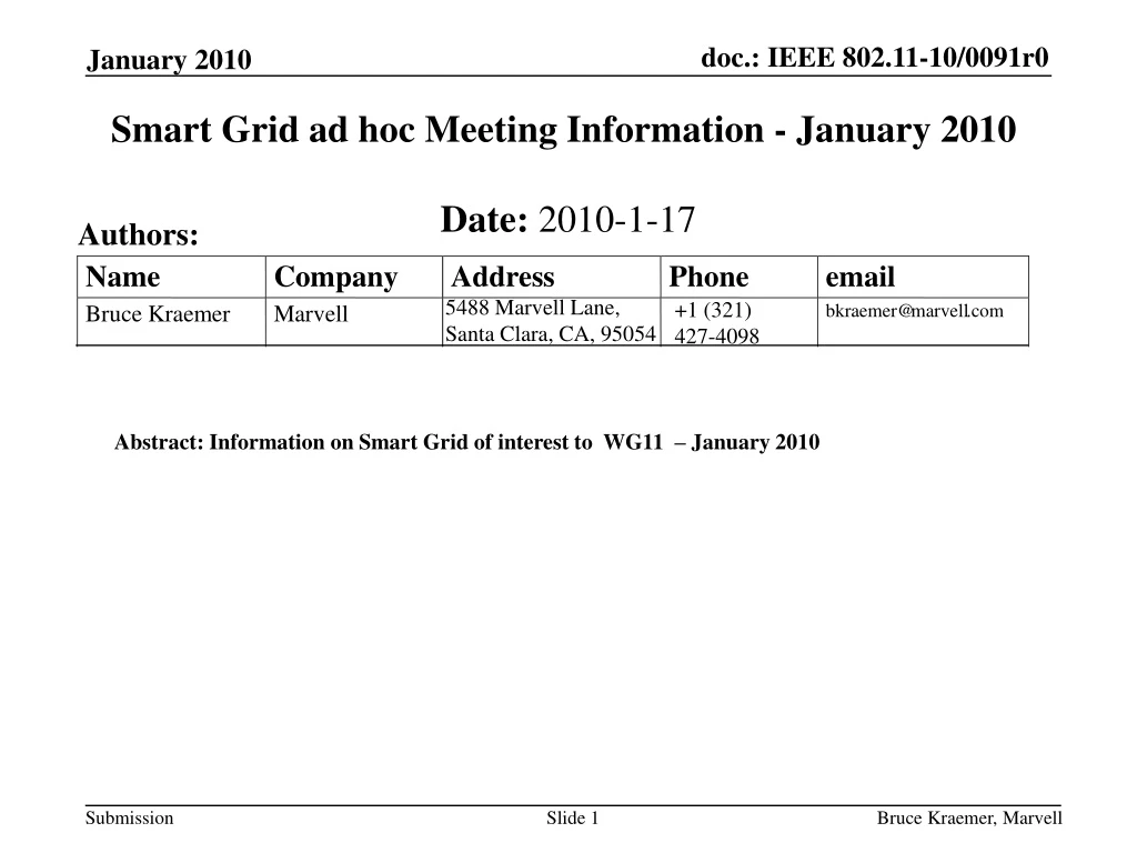 smart grid ad hoc meeting information january 2010