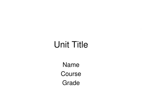 Unit Title