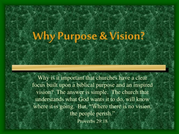 Why Purpose &amp; Vision?