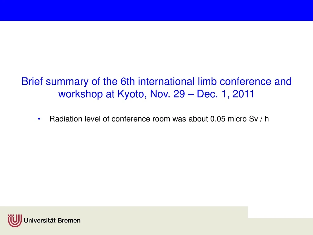 brief summary of the 6th international limb