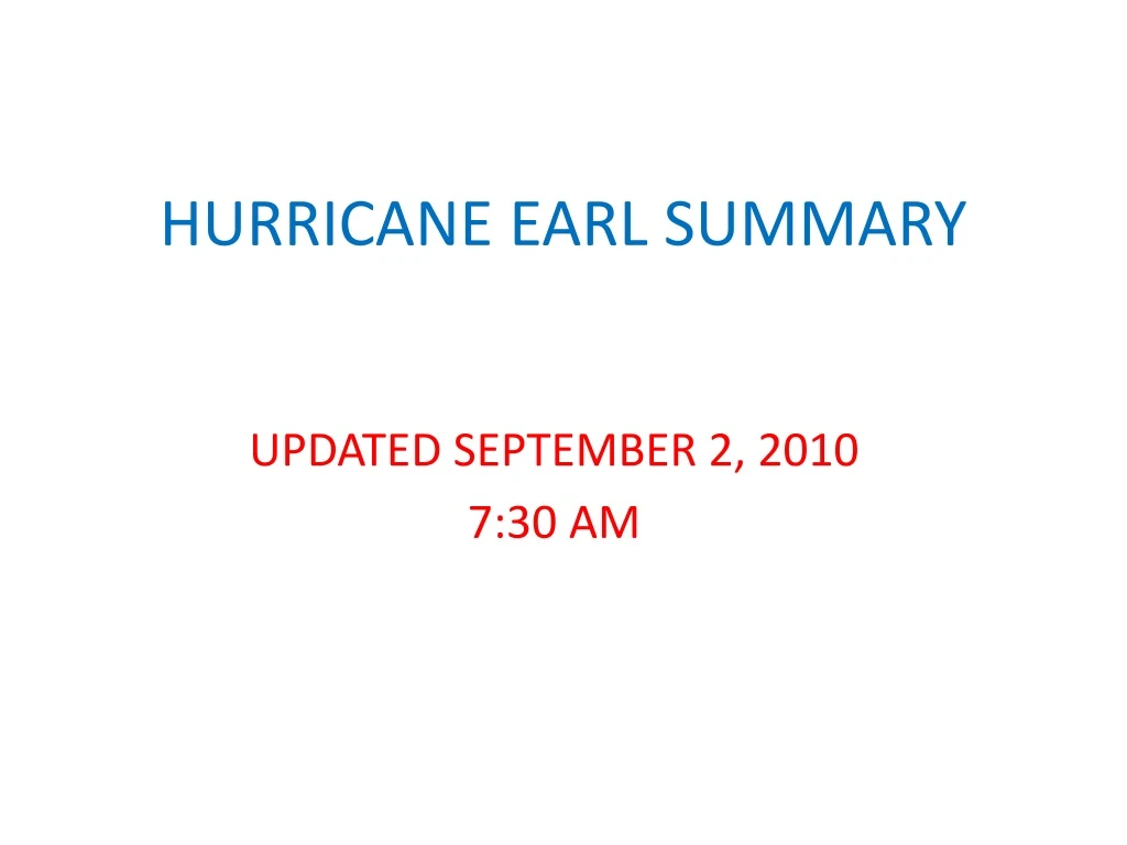 hurricane earl summary