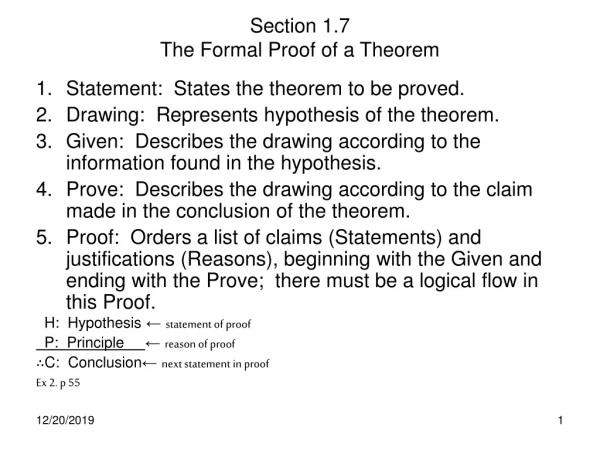 Section 1.7 The Formal Proof of a Theorem