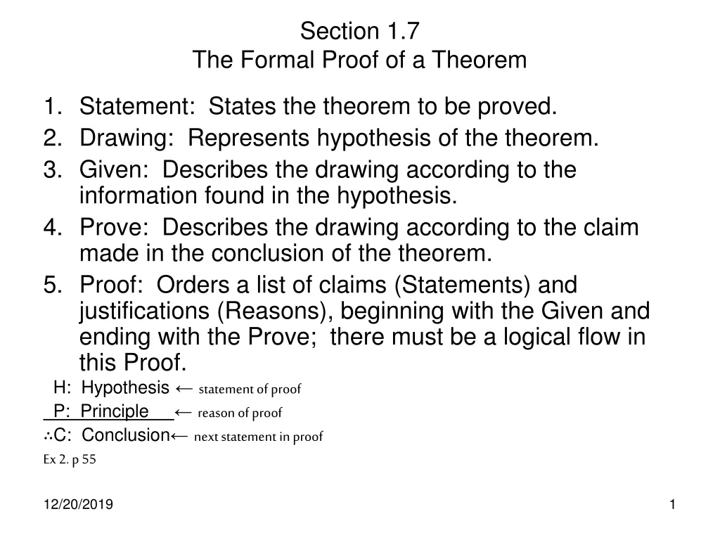 section 1 7 the formal proof of a theorem