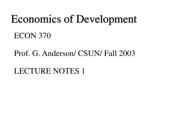 Economics of Development