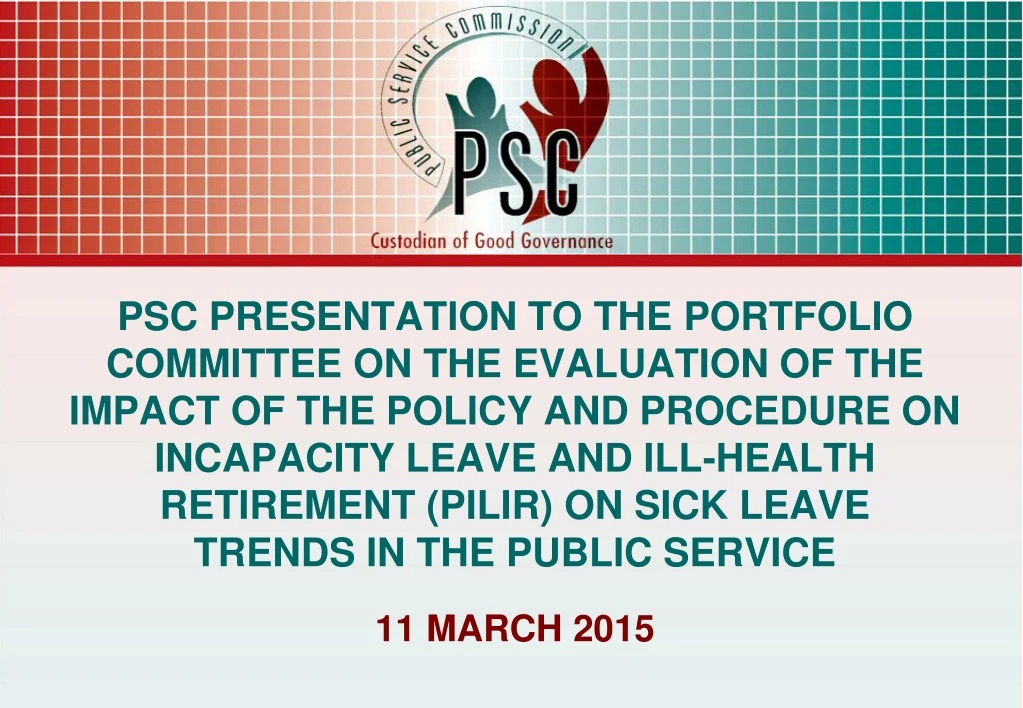 psc presentation to the portfolio committee