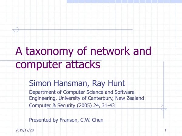 A taxonomy of network and computer attacks