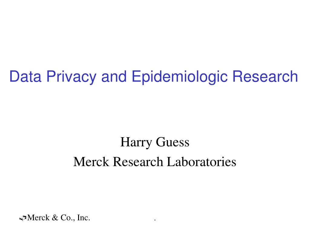 data privacy and epidemiologic research