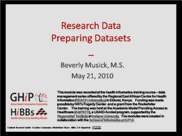 Preparing Research Datasets