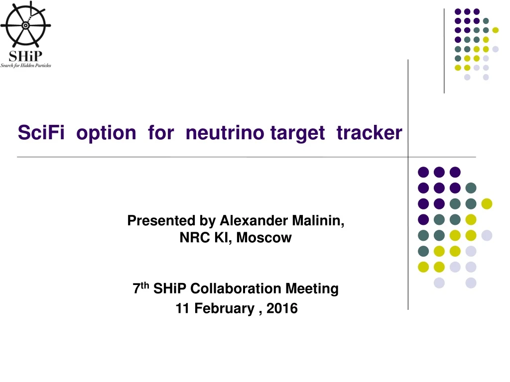 scifi option for neutrino target tracker