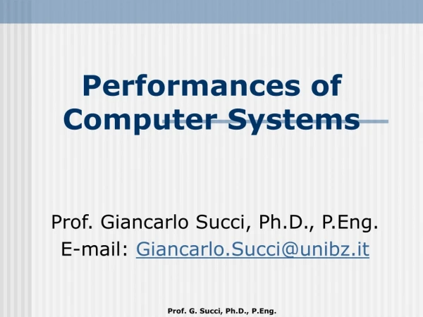 Performances of Computer Systems