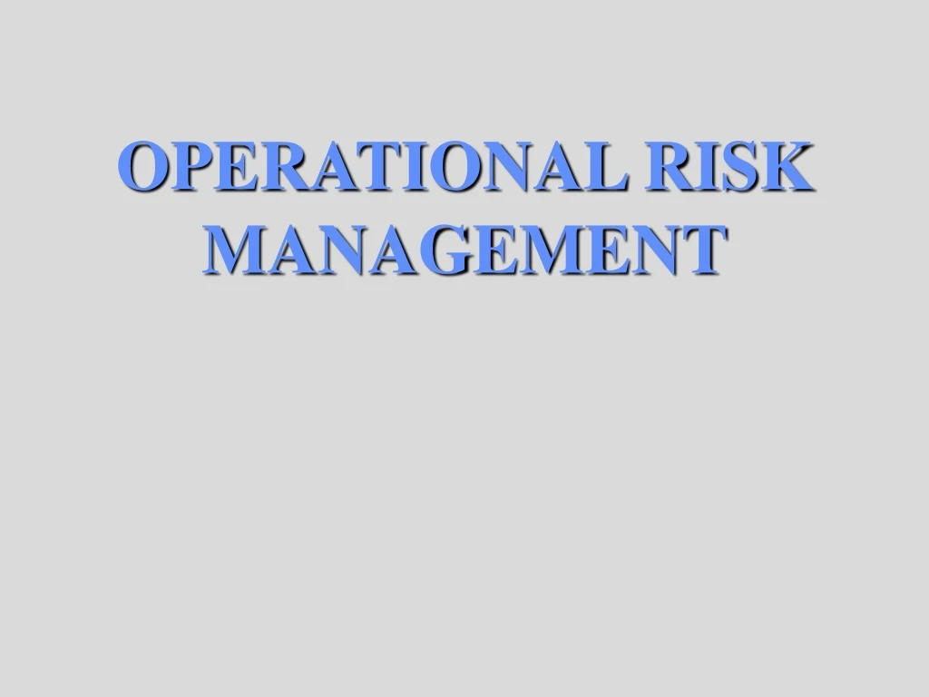 operational risk management