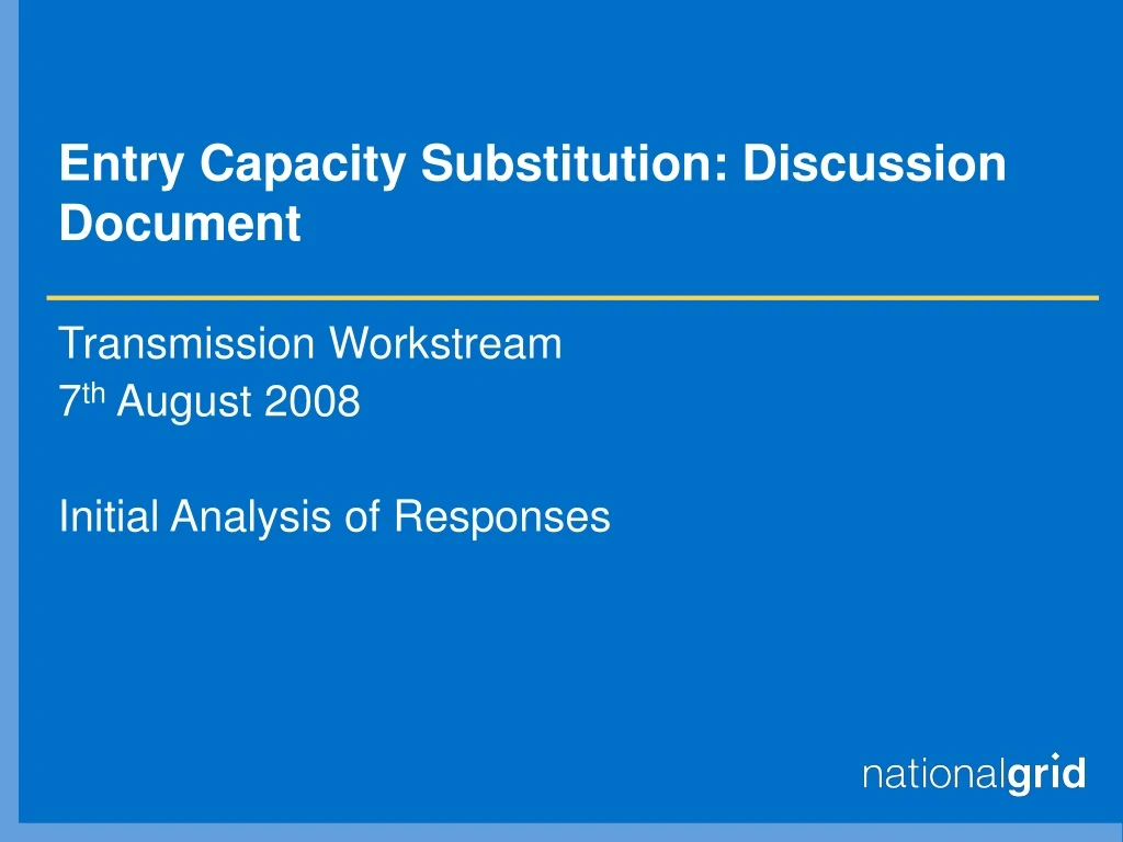 entry capacity substitution discussion document