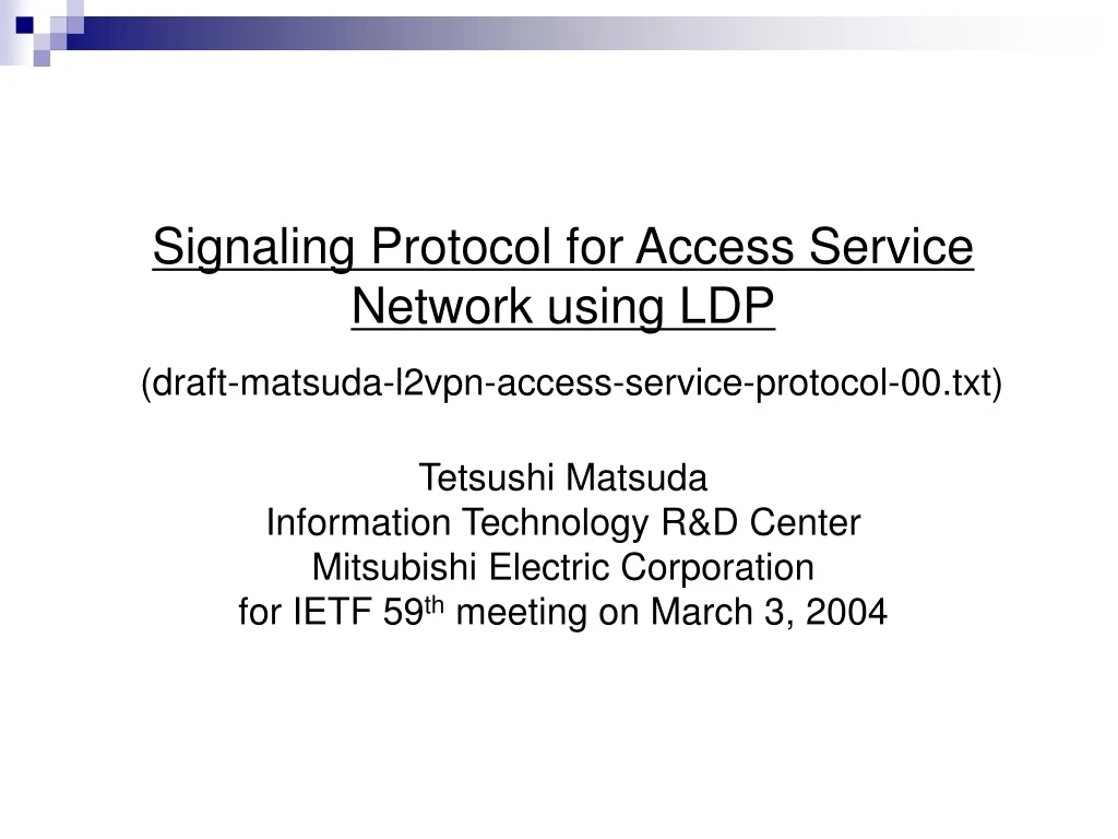 signaling protocol for access service network