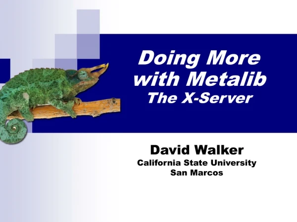 David Walker California State University San Marcos