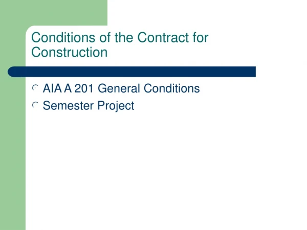 Conditions of the Contract for Construction