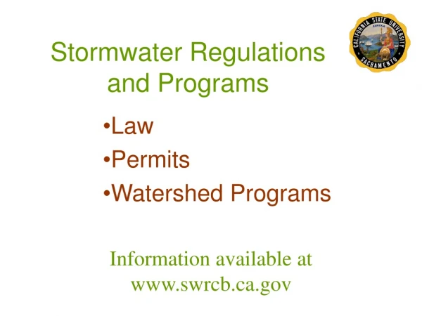 Stormwater Regulations and Programs