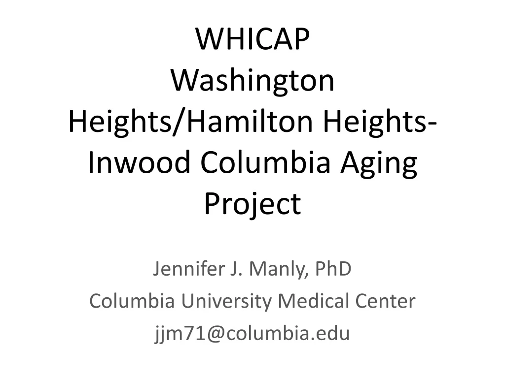 whicap washington heights hamilton heights inwood columbia aging project