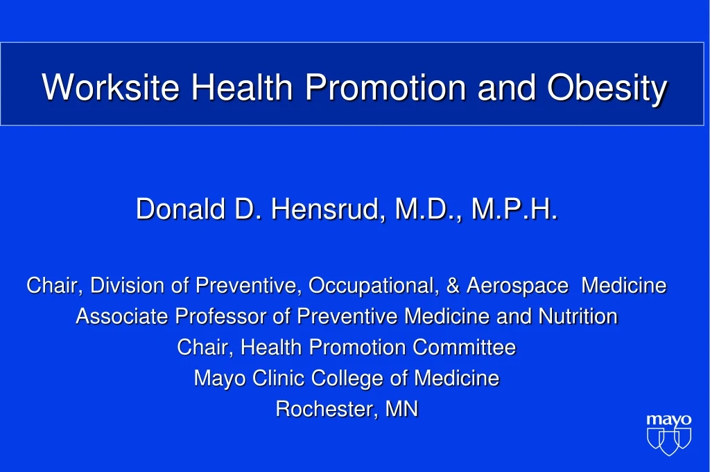 worksite health promotion and obesity