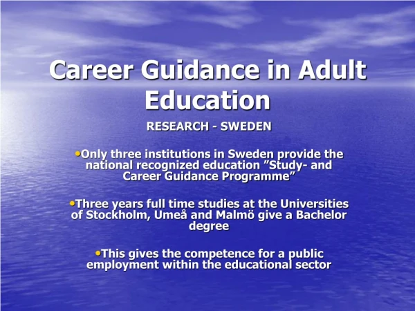 Career Guidance in Adult Education