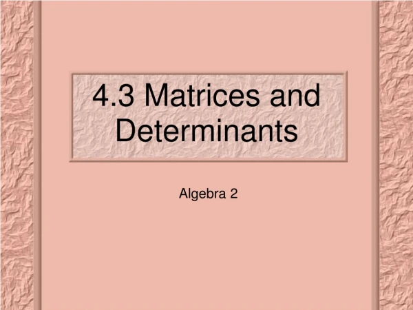 4.3 Matrices and Determinants