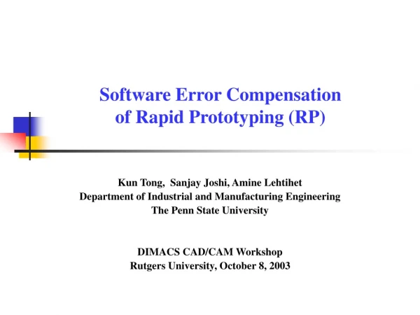 Software Error Compensation  of Rapid Prototyping (RP)