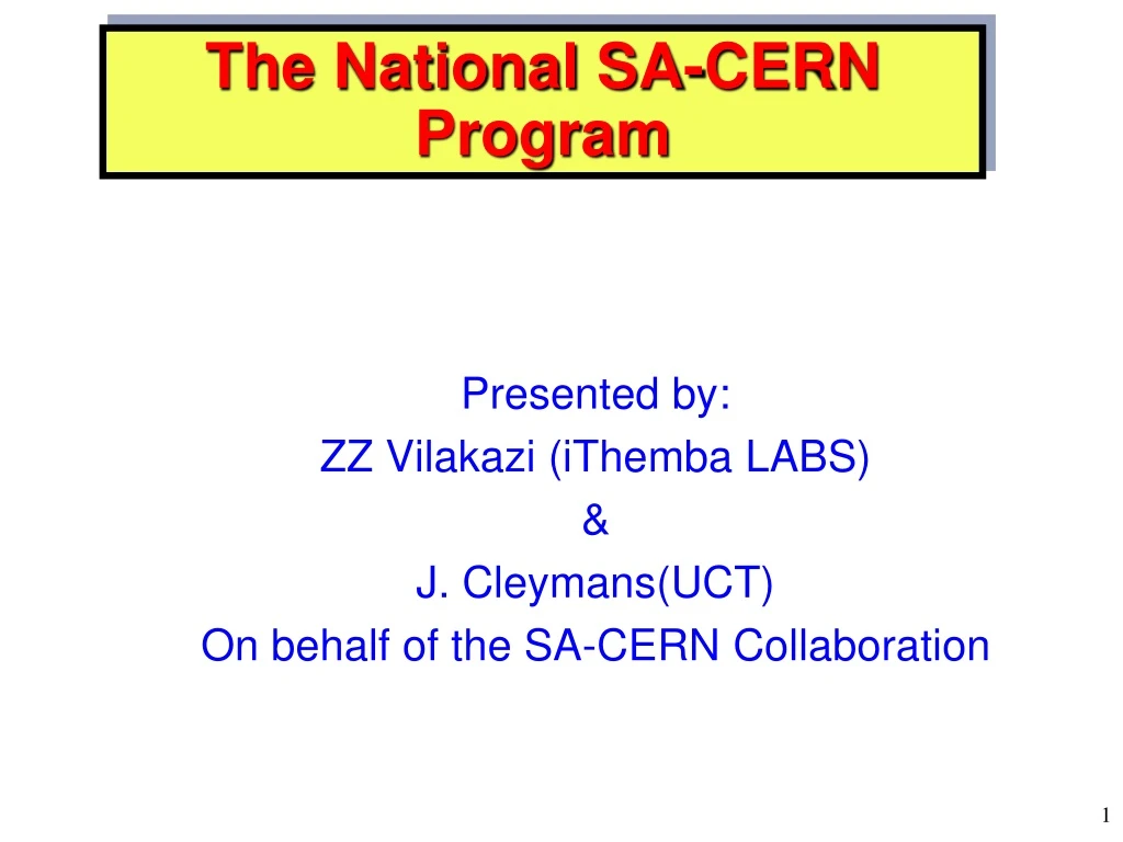 the national sa cern program