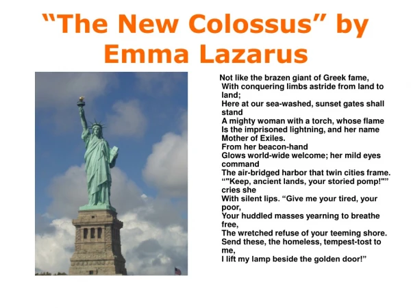 “The New Colossus” by Emma Lazarus