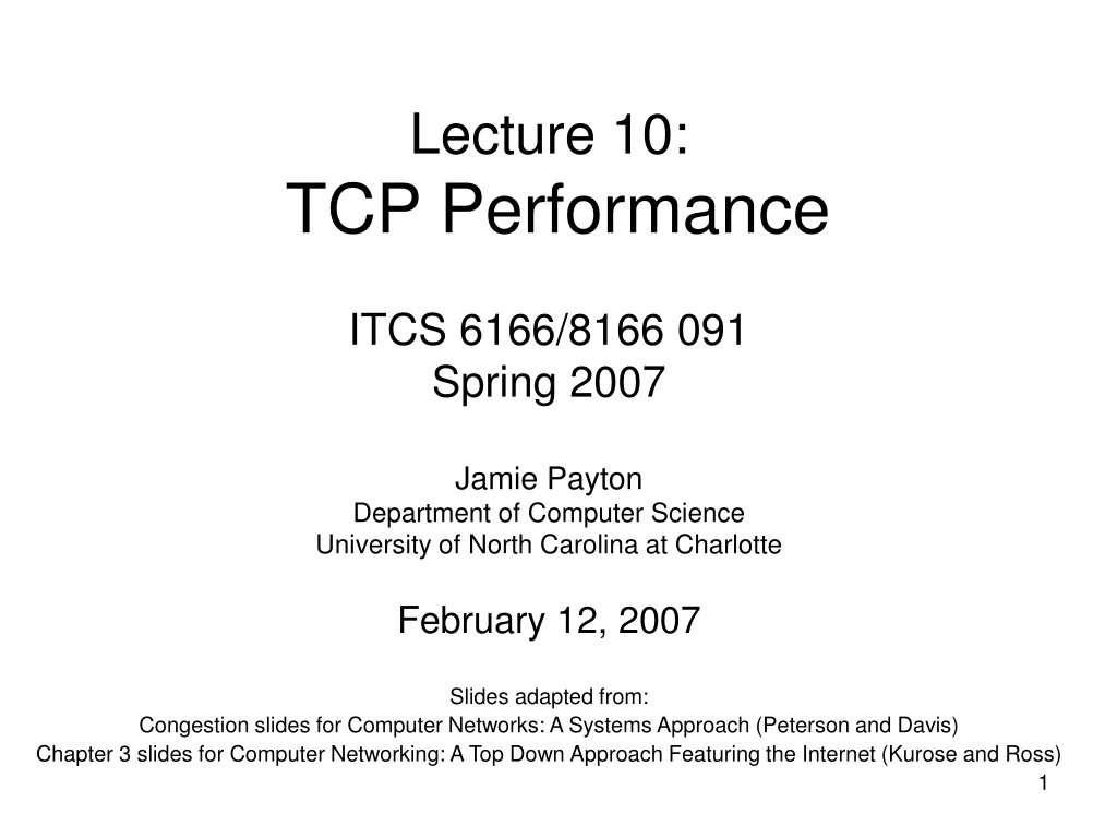 lecture 10 tcp performance