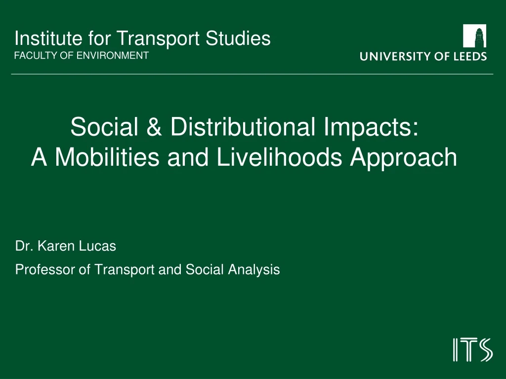 social distributional impacts a mobilities and livelihoods approach