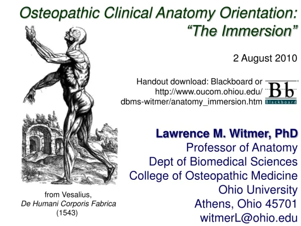 Osteopathic Clinical Anatomy Orientation: “The Immersion”