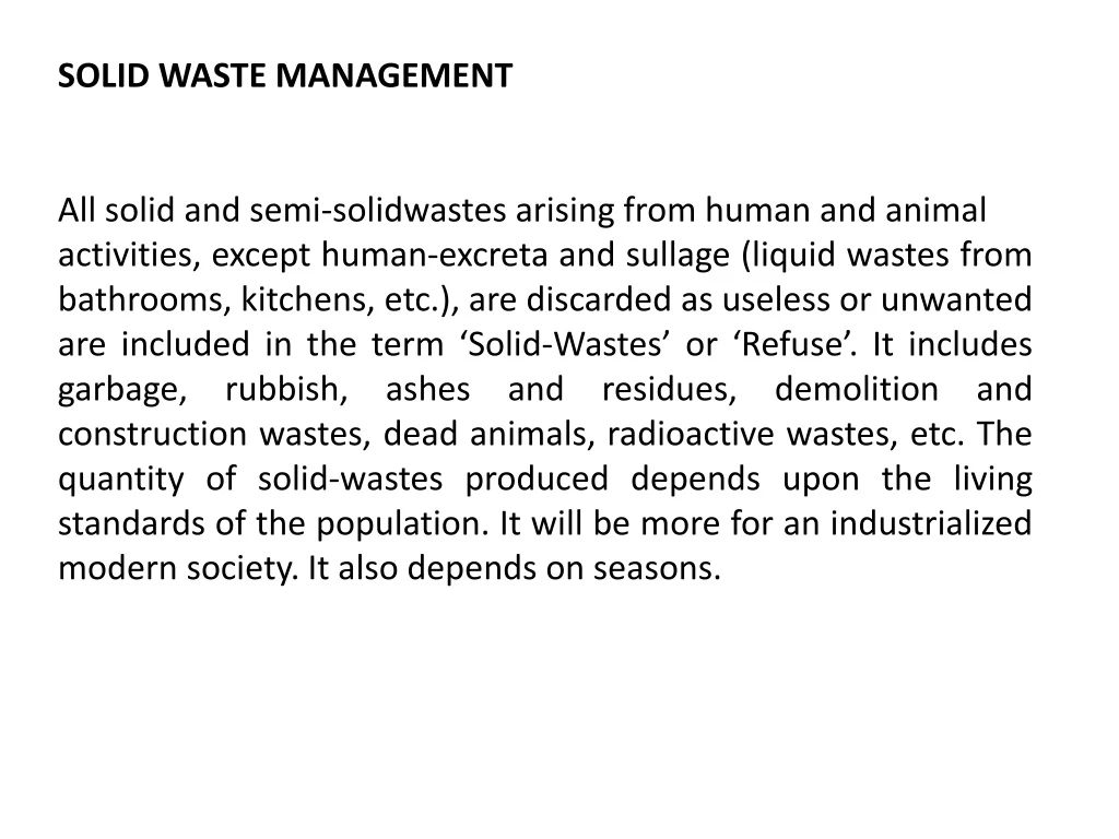 solid waste management all solid and semi
