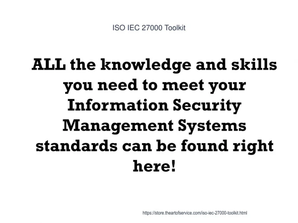 ISO IEC 27000 Toolkit