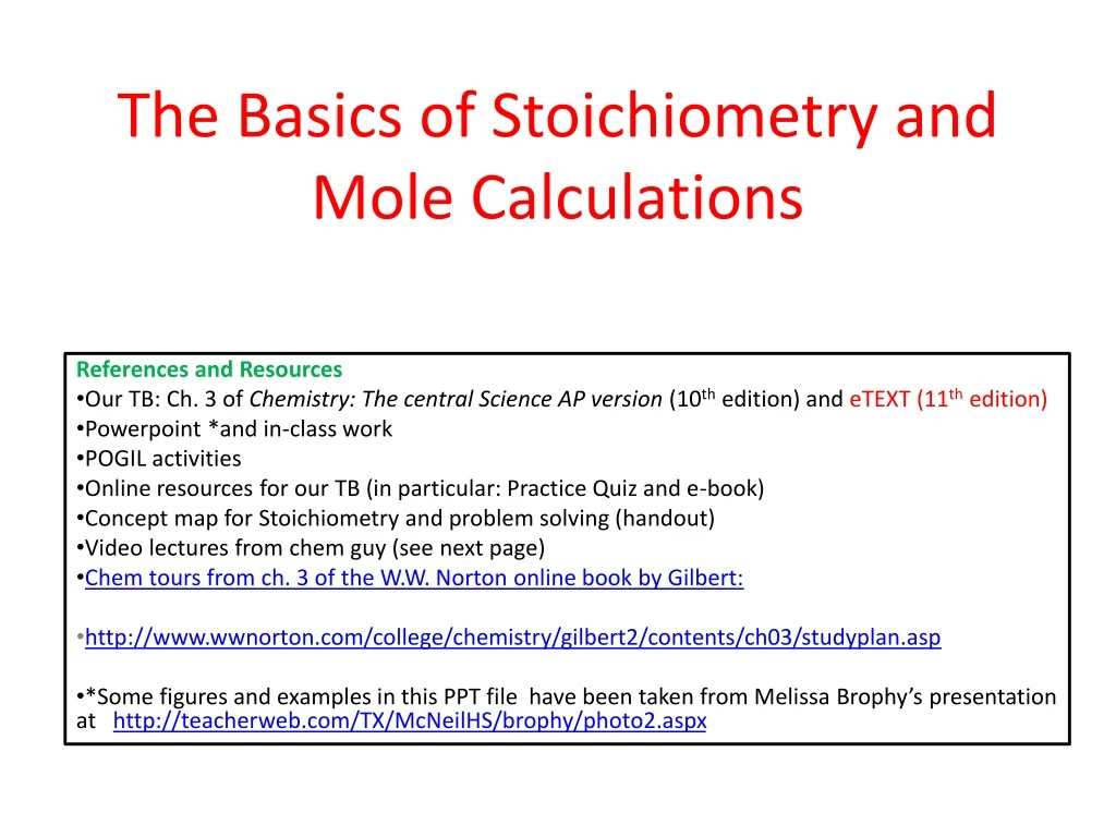 the basics of stoichiometry and mole calculations