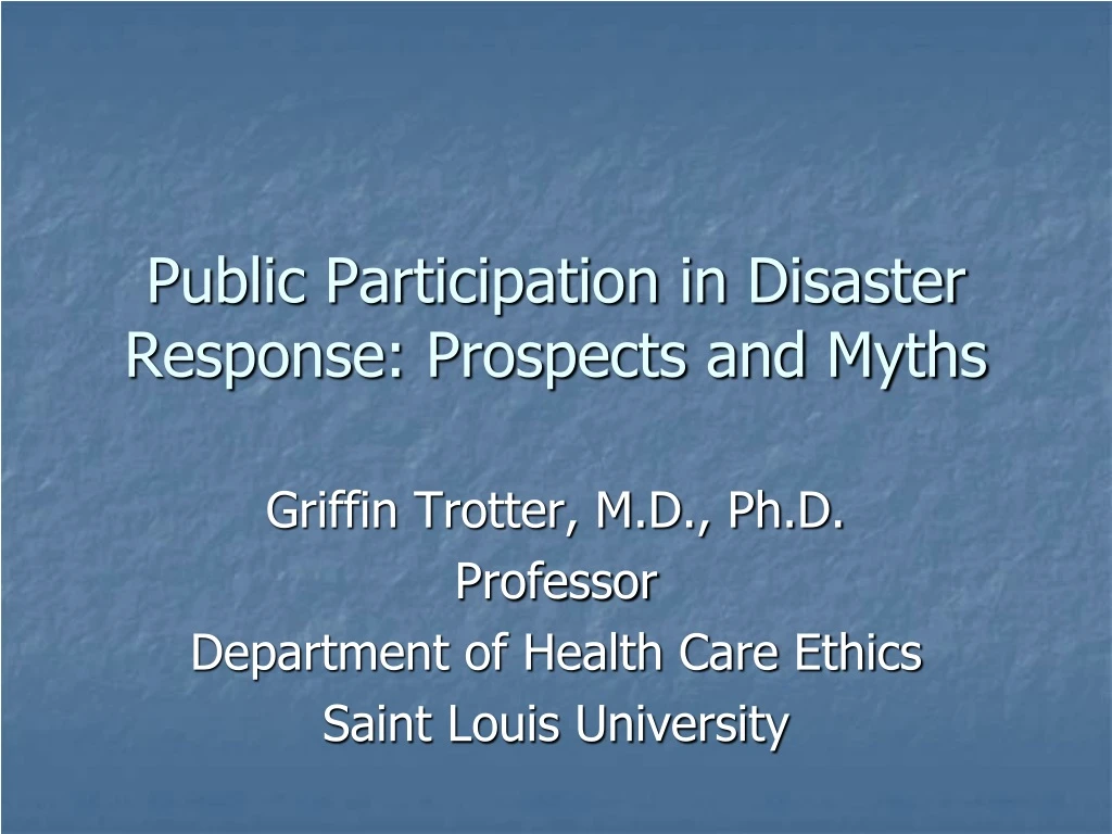 public participation in disaster response prospects and myths