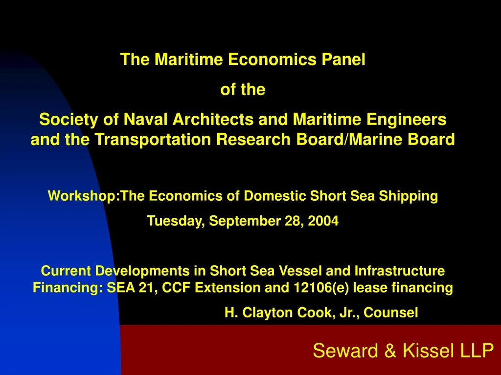 the maritime economics panel of the society