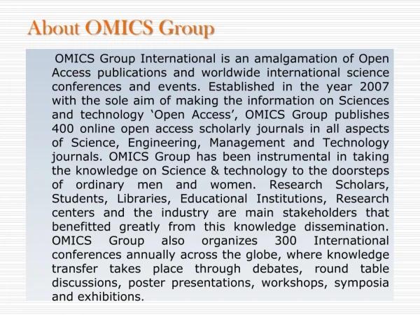 About OMICS Group