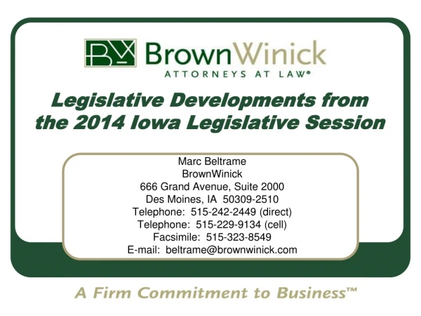 Legislative Developments from the 2014 Iowa Legislative Session