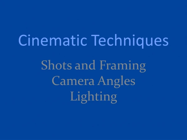 Cinematic Techniques
