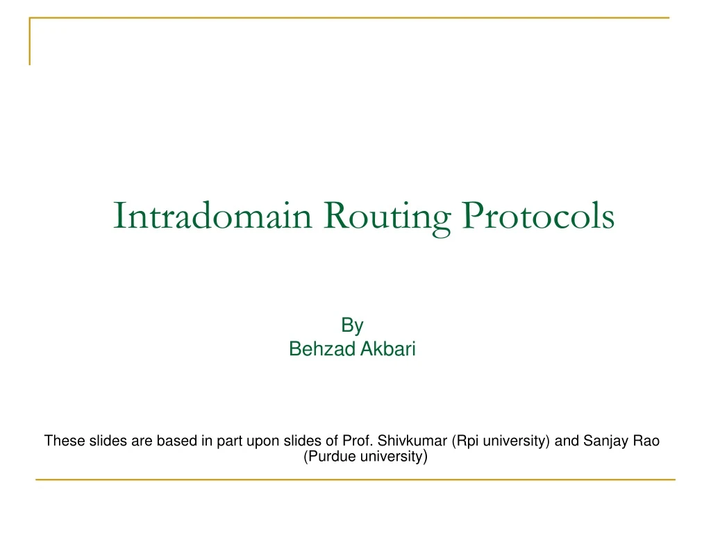 intradomain routing protocols