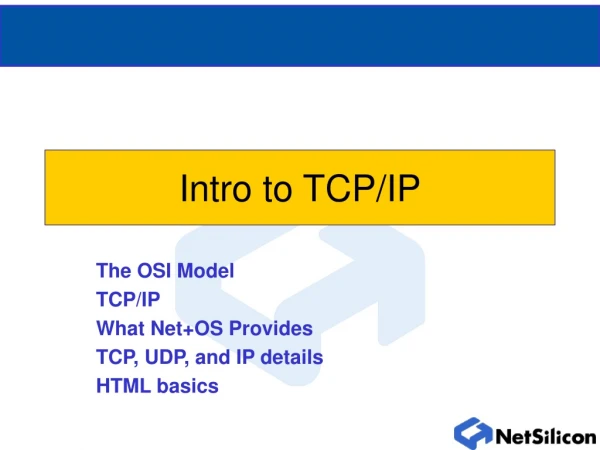 Intro to TCP/IP