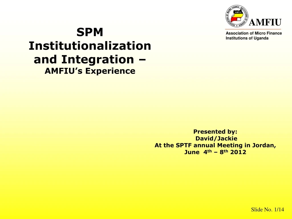 spm institutionalization and integration amfiu