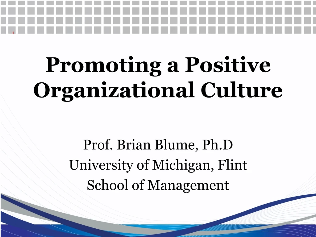 promoting a positive organizational culture prof
