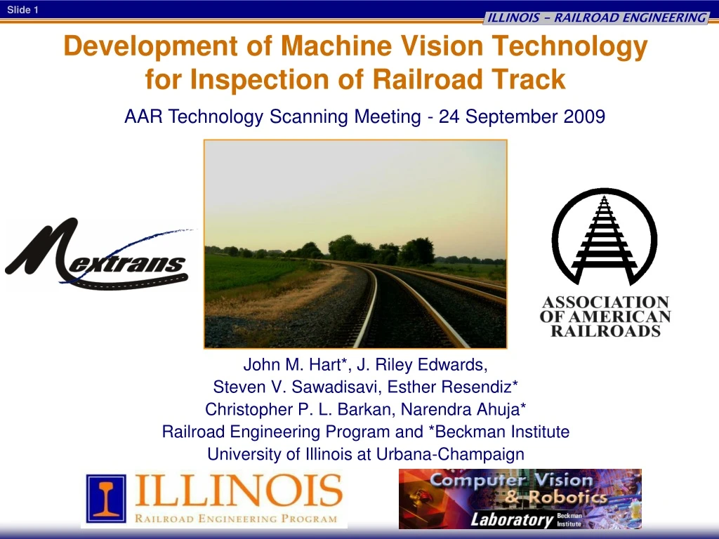 development of machine vision technology for inspection of railroad track