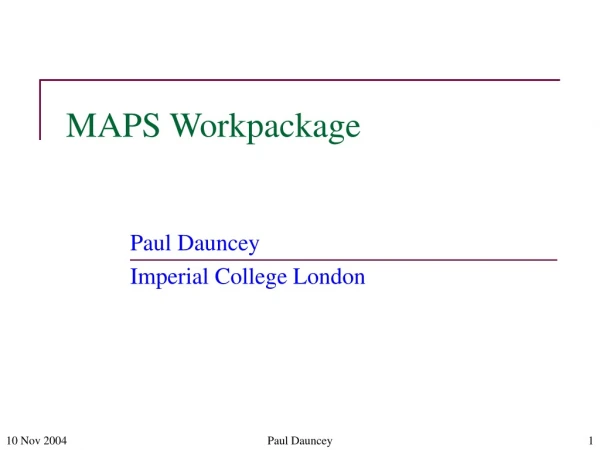 MAPS Workpackage