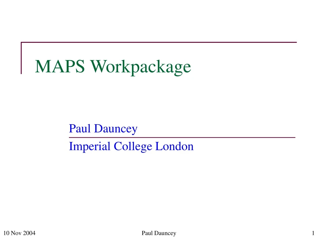 maps workpackage