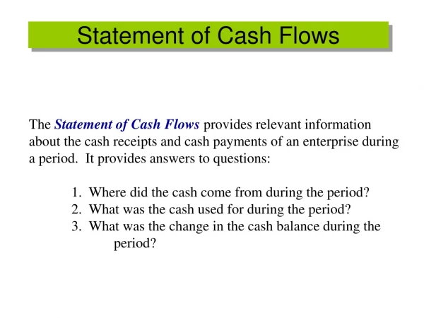 Statement of Cash Flows